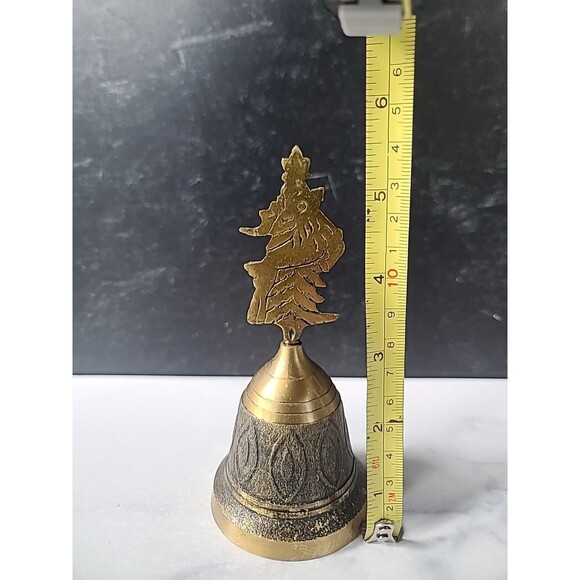 Brass Reindeer Christmas Tree Hand Bell Vintage Christmas Decor - Picture 8 of 10